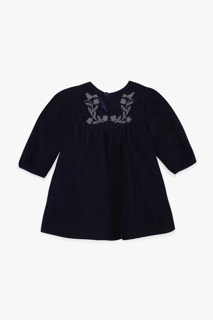 Baby Girls’ Embroidered Dress – Blue