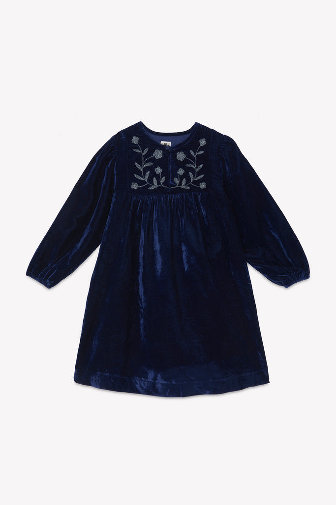 Girls’ Embroidered Dress – Blue