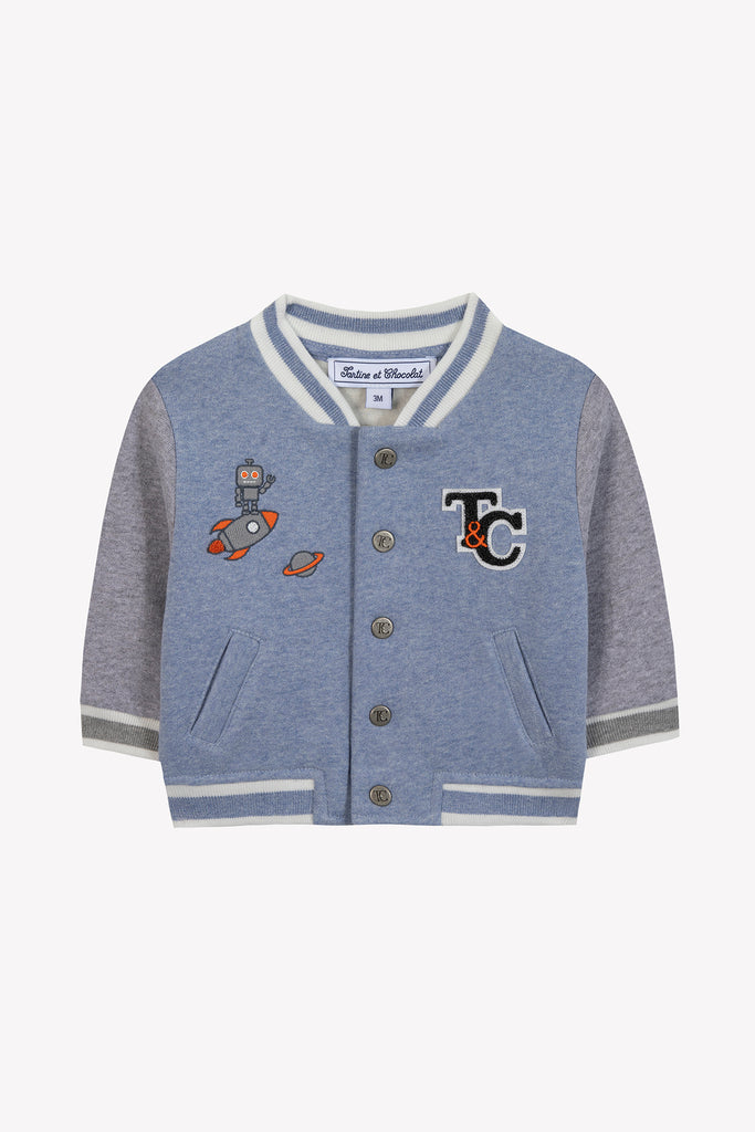 Baby Boy’s Bomber Cardigan – Blue Grey
