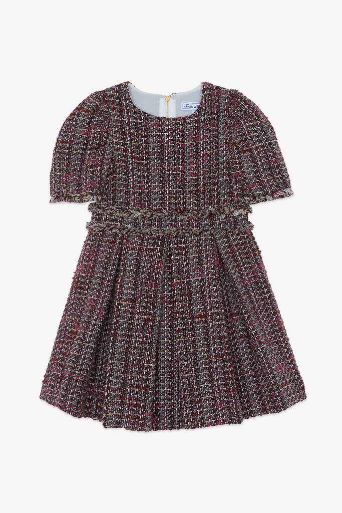 Junior Girl’s Dress – Magenta Tweed