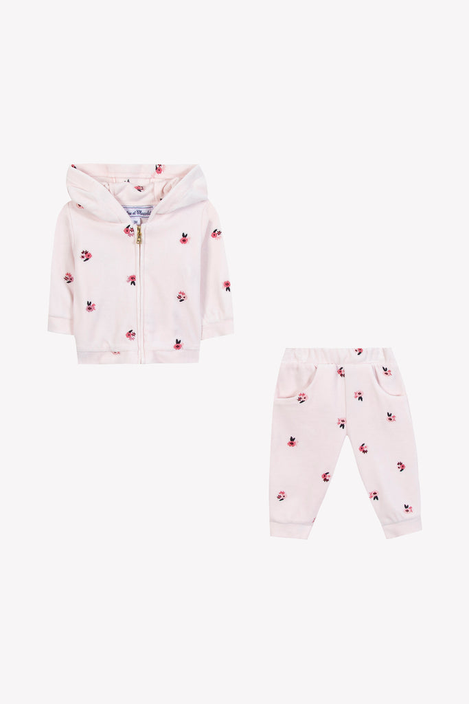 Baby Girl’s Jogging Outfit – Pale Pink Velvet