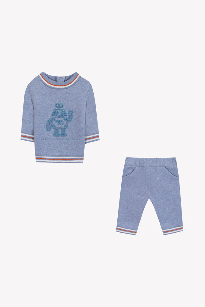 Baby Boy’s Jogging Outfit – Blue Heather Grey