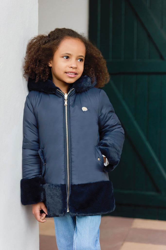 Junior Girl’s Water-Repellent Down Jacket – Navy
