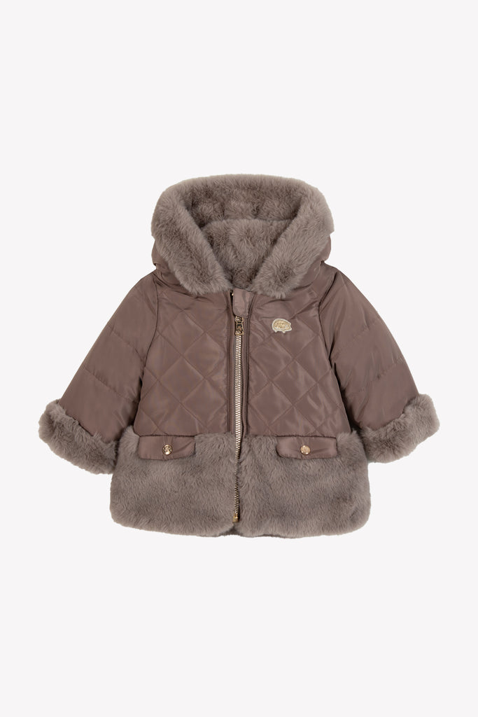 Baby Girl’s Water-Repellent Down Jacket – Taupe