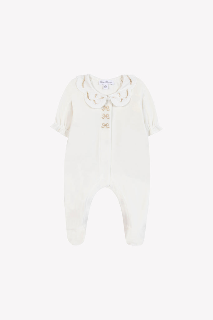 Baby Girl’s Velvet Pajamas – Off-White