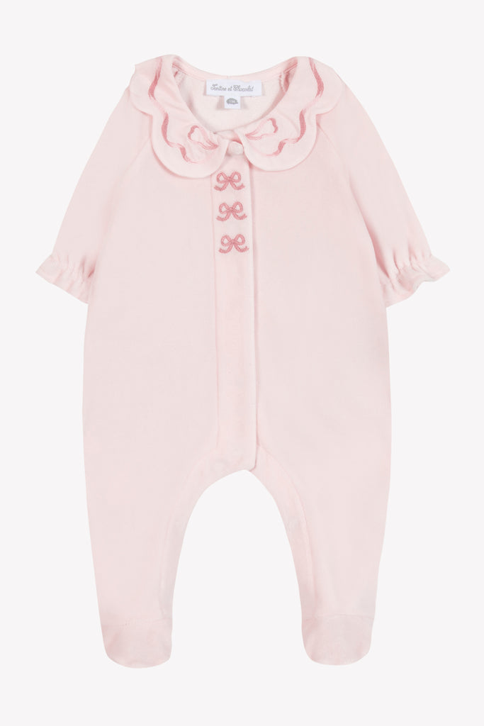Baby Girl’s Velvet Sleepsuit – Pink