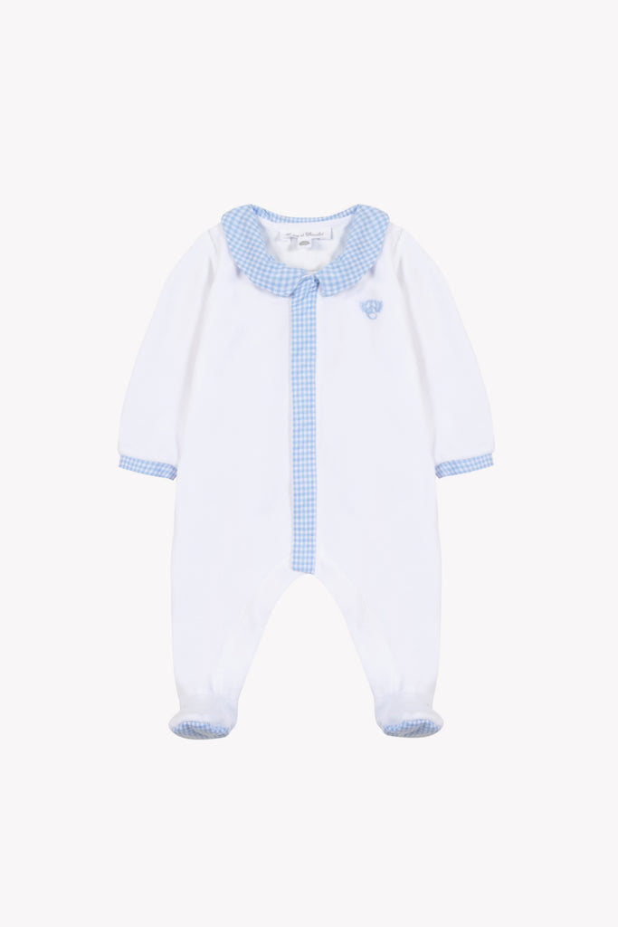 Baby Boy’s Velvet Sleepsuit – White