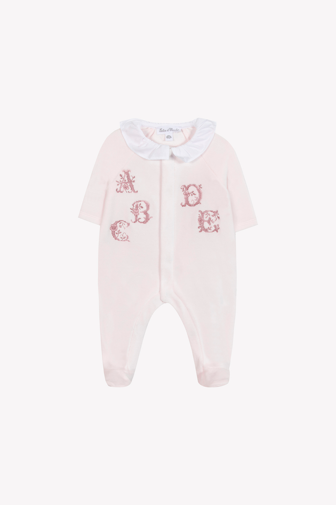 Baby Girl’s Sleepsuit – Pale Pink Velvet