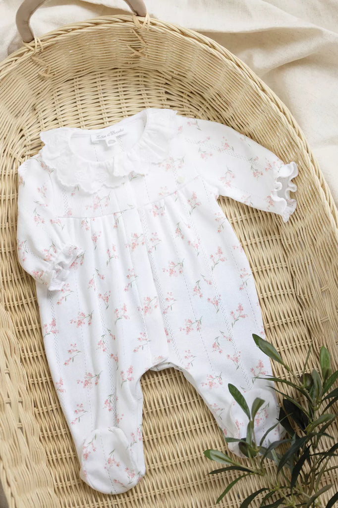 Sleepsuit - White Flowers Print