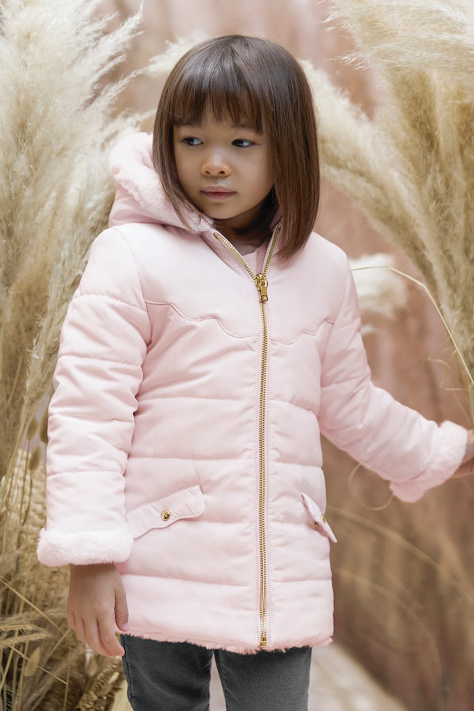 Dusty pink puffer jacket sales