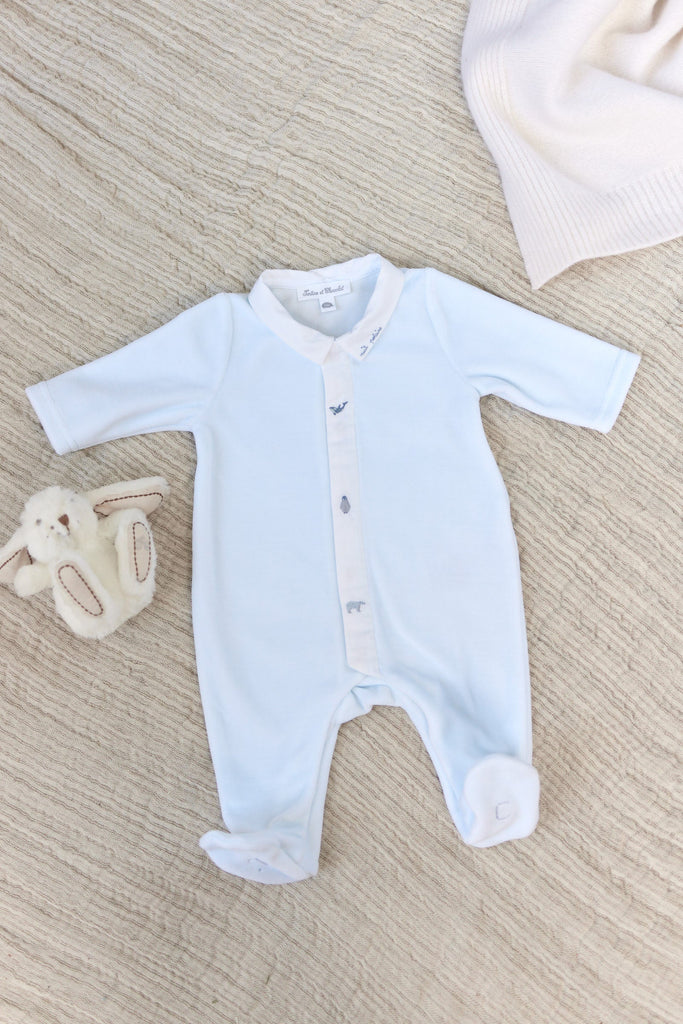 Sleepsuit - Velvet Sky blue Illustration marine animals